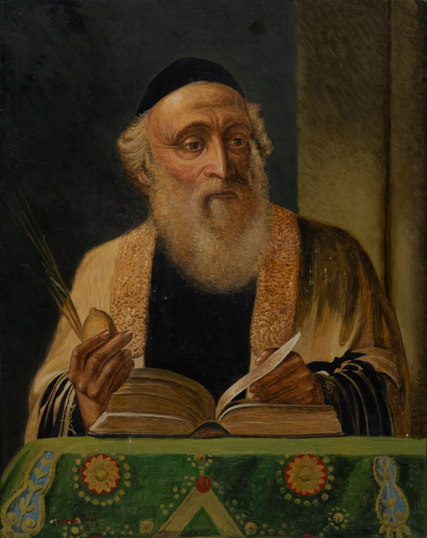 Jost Joseph (Йозеф Йост). Портрет раввина в Суккот с этрогом и лулавом. Австрия, 1909. — фото 1