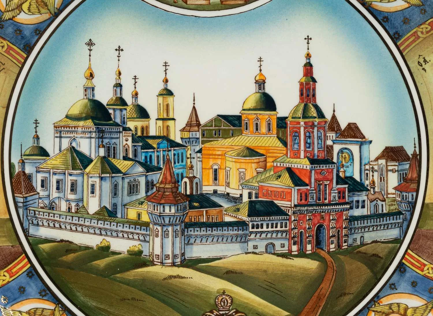 Декоративное блюдо с изображением Даниловского монастыря, из серии "850 лет Москве". Россия, Конаково, Автор - А.А. Казанков, 1997 год. — фото 4