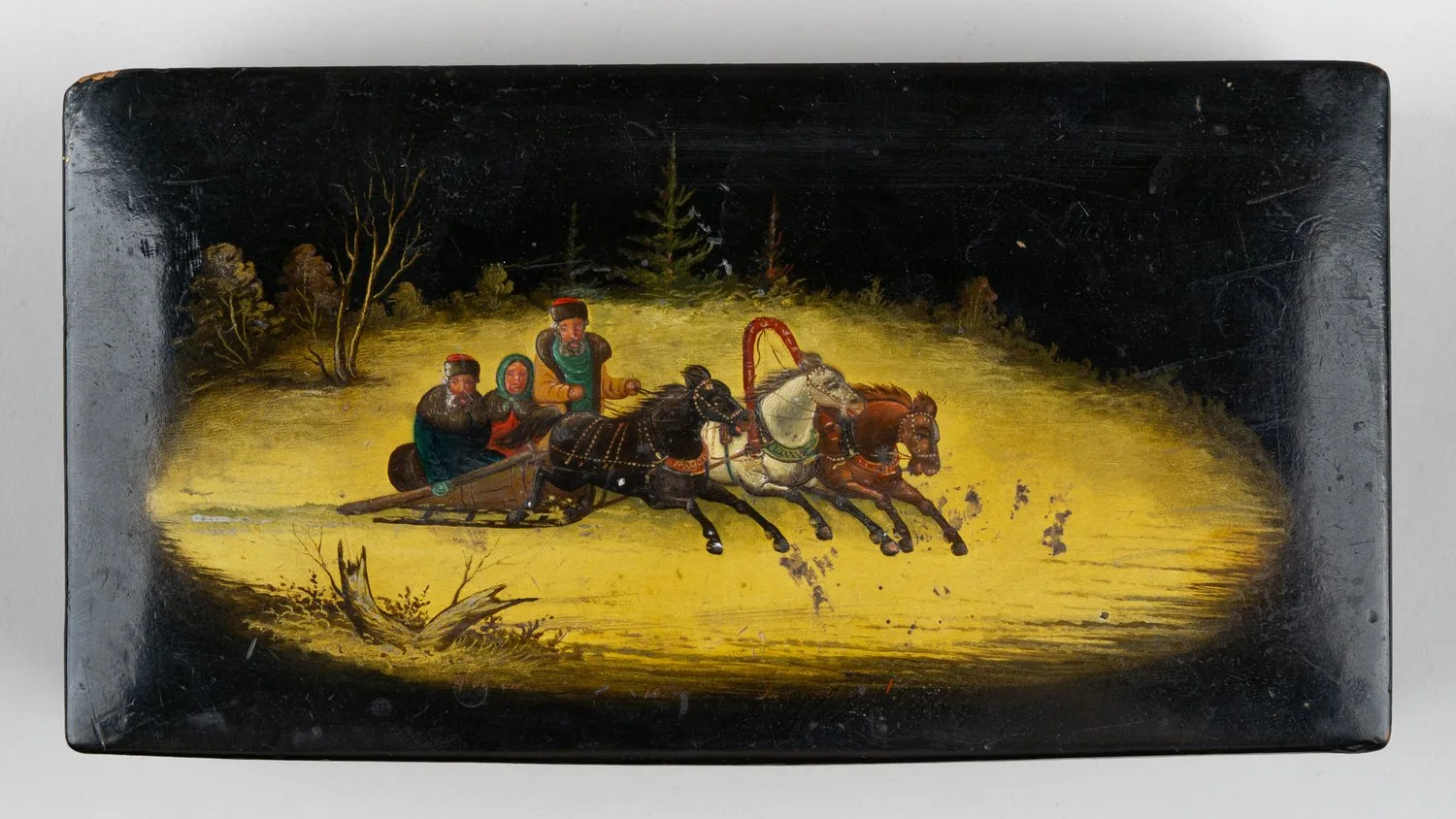 Шкатулка «Тройка». СССР, Федоскино, 1951 г. — фото 2
