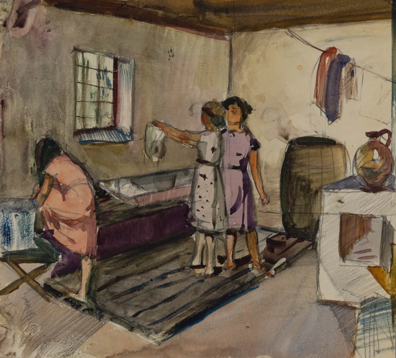 Прибыловская Татьяна Викторовна. Стирка белья. 1960-е годы. — фото 1