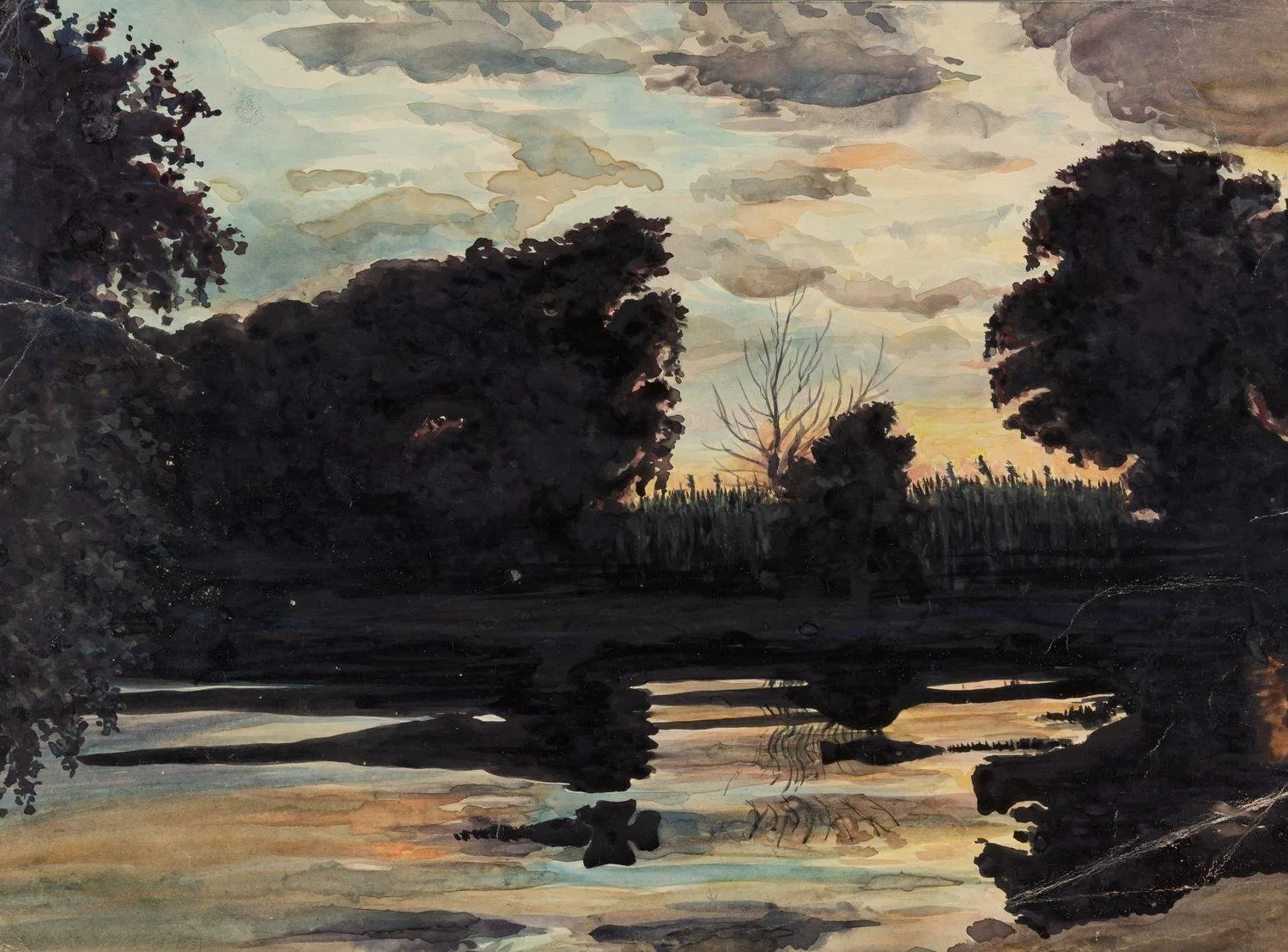 Бузовкин Александр Андреевич. Пруд. Сумерки. 1950-е годы. — фото 1