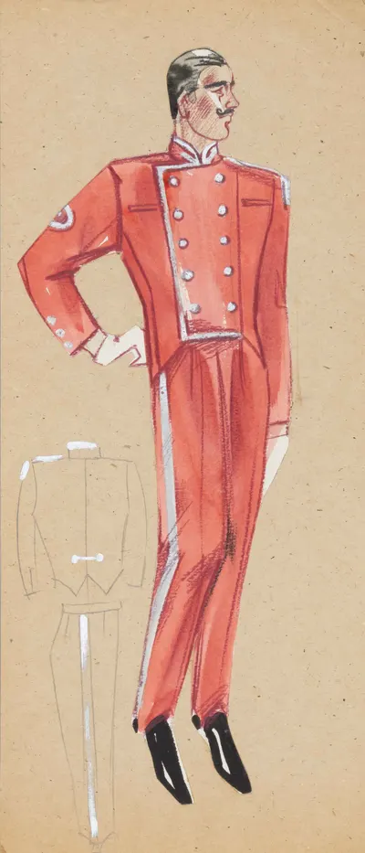 Предводителева Елена (?). Эскиз костюма портье. 1988.