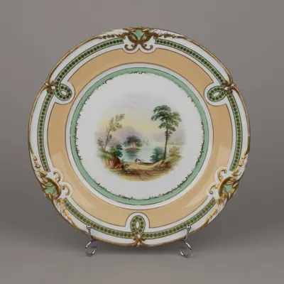 Тарелка с изображением пейзажа. Англия, 1883 год.