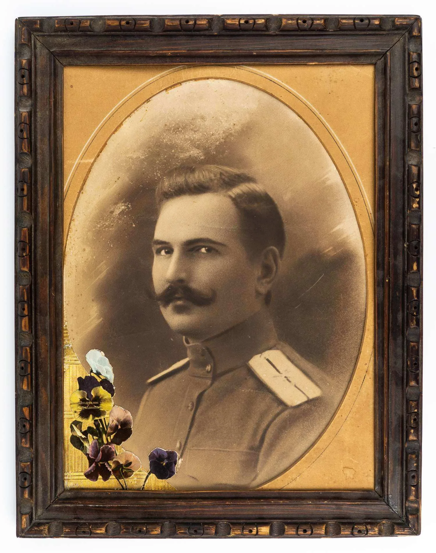 Крупноформатный фотопортрет прапорщика русской императорской армии. 1910-е годы. — фото 1
