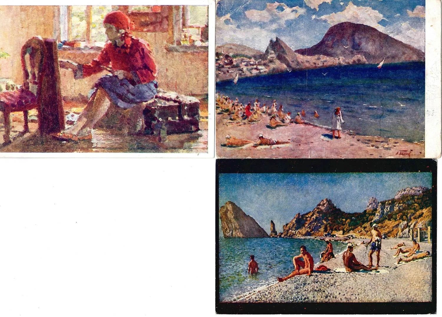 7 открыток «Живопись». Издание АХР, конец 1920-х - начало 1930-х годов. — фото 2