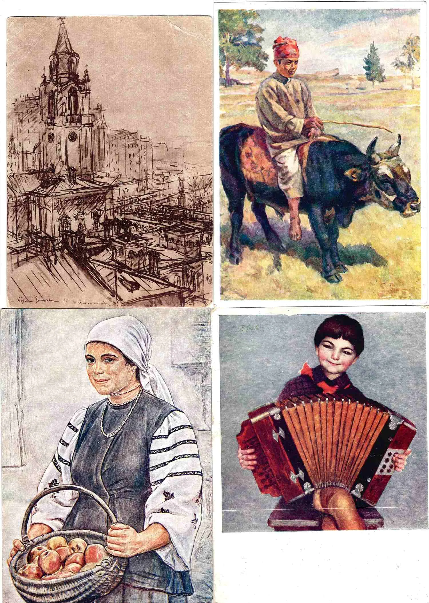 7 открыток «Живопись». Издание АХР, конец 1920-х - начало 1930-х годов. — фото 1