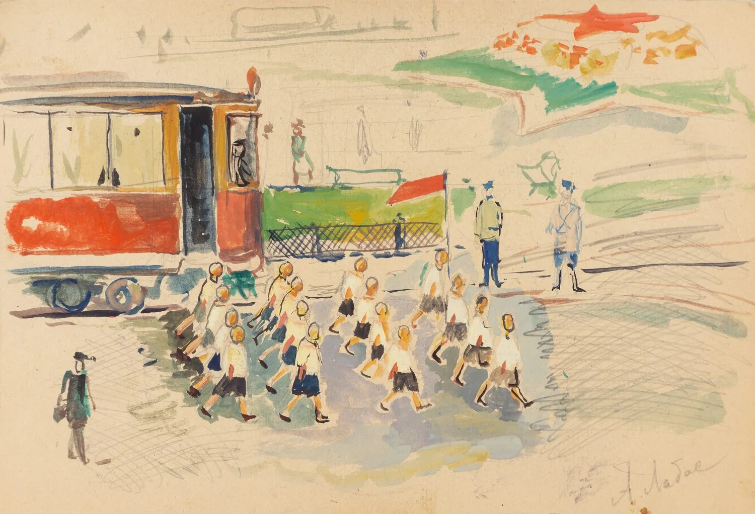 Лабас Александр Аркадьевич. Пионеры в первомай. 1960-е. — фото 1