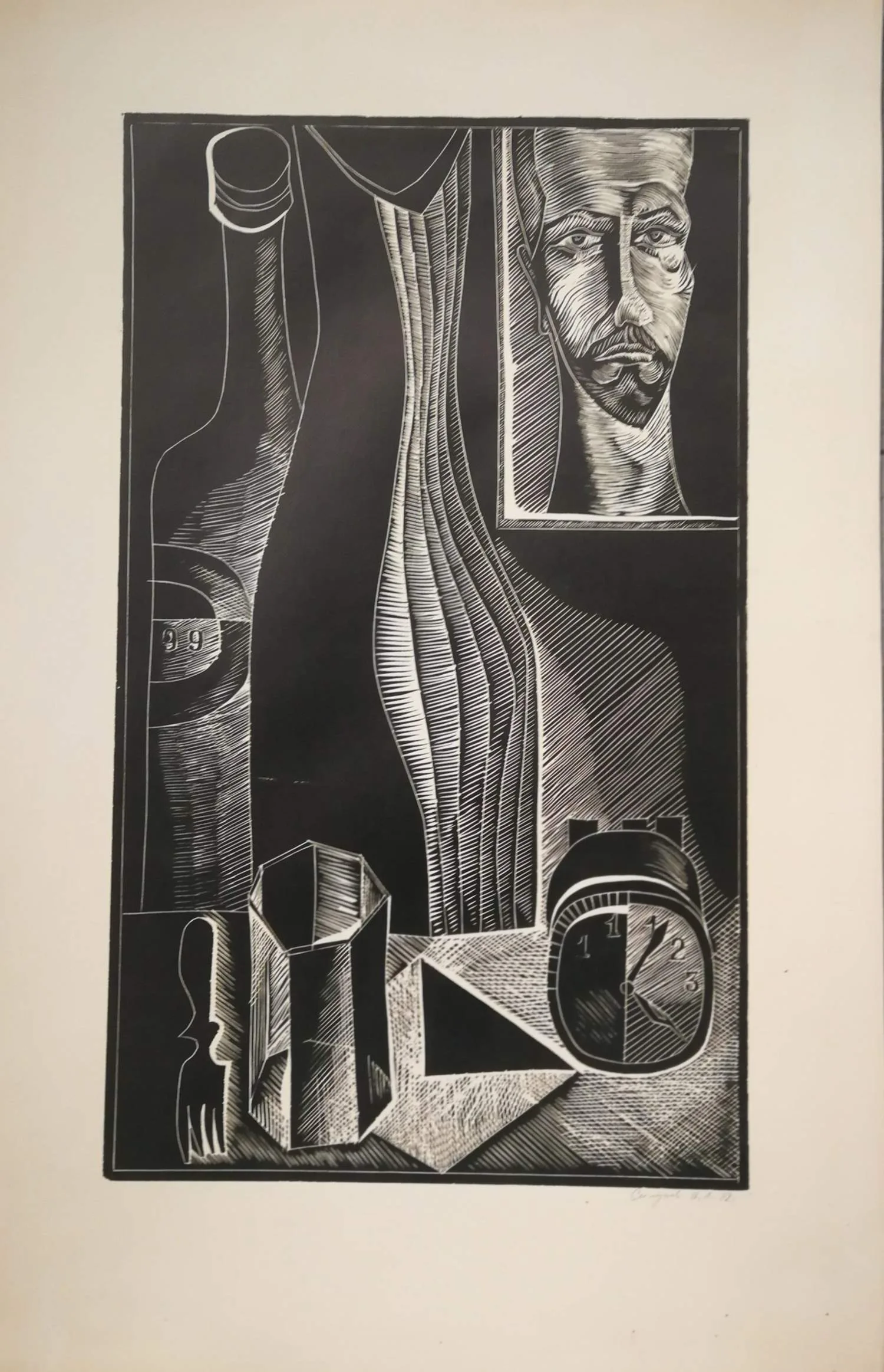 Силуков В.А. 4 линогравюры и рисунок ""Женский портрет"". Конец 1960-х - начало 1970-х годов. — фото 1