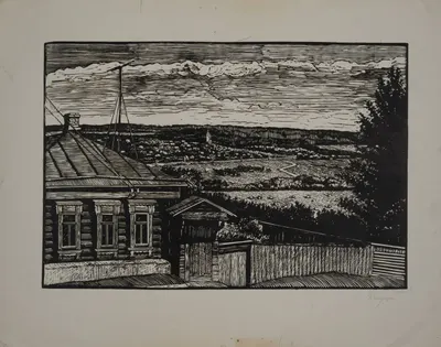 Загрядский Геннадий Тимофеевич. Деревенский пейзаж. 1985.