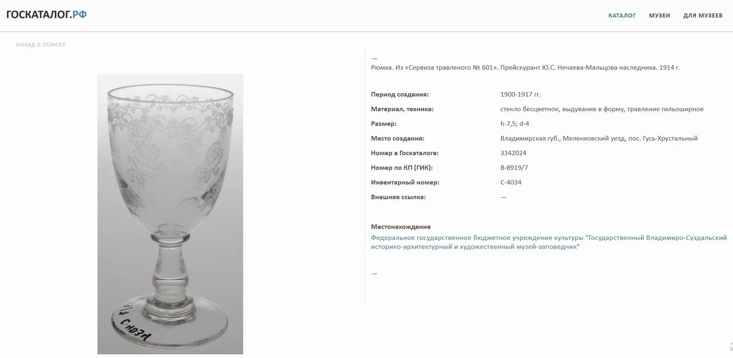 Бокал с флоральным узором. Россия, Мальцовский стекольный завод, Гусь-Хрустальный, начало XX века. — фото 3