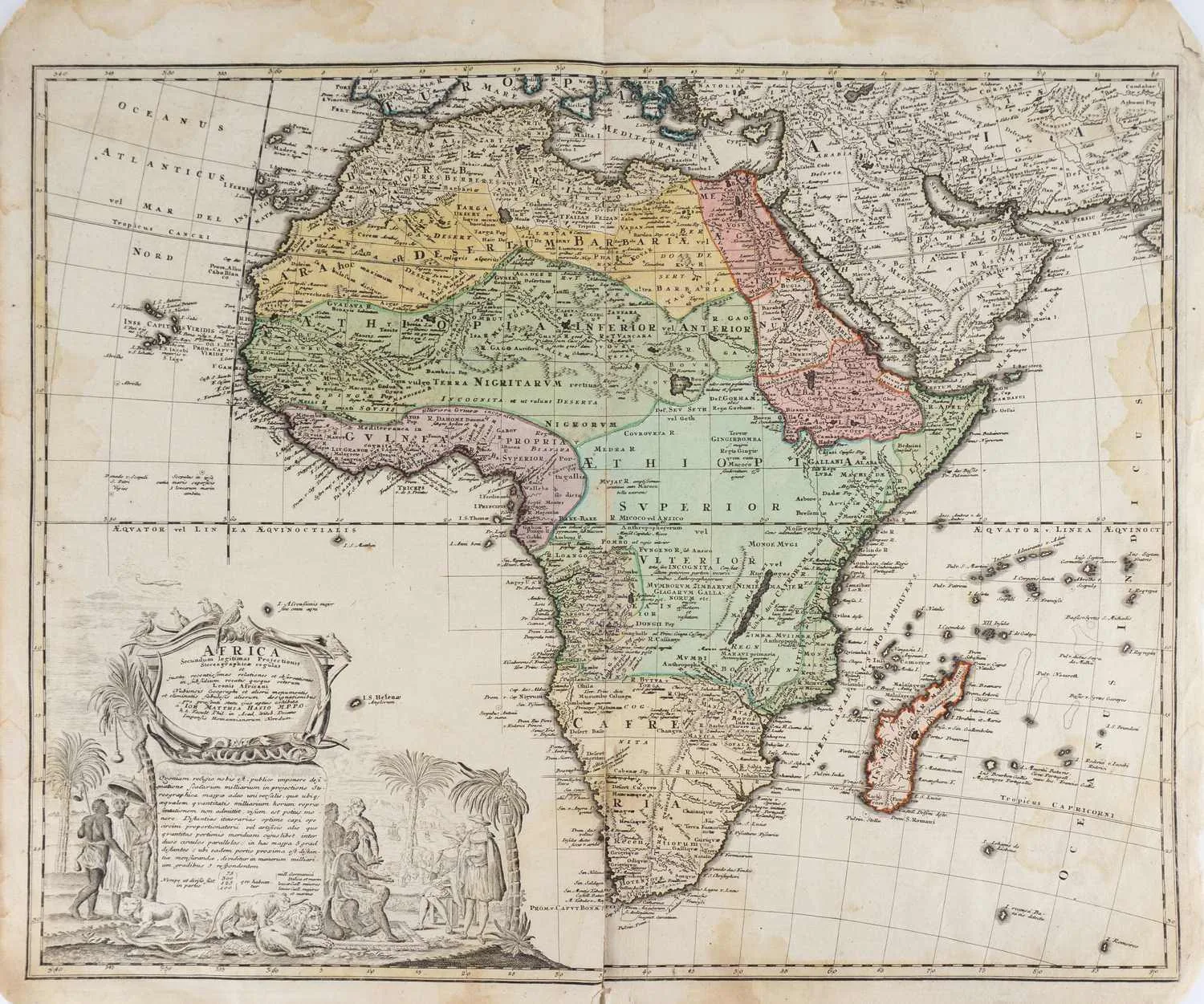 Хазе И.М. Карта Африки (Africa Secundum legitimas Projectionis Stereographicae regulas). Германия, 1730-е - 1750-е годы. — фото 1