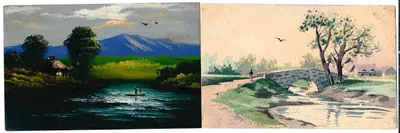 3 открытки «Пейзажи» (в том числе рисованные). Нач. XX века.