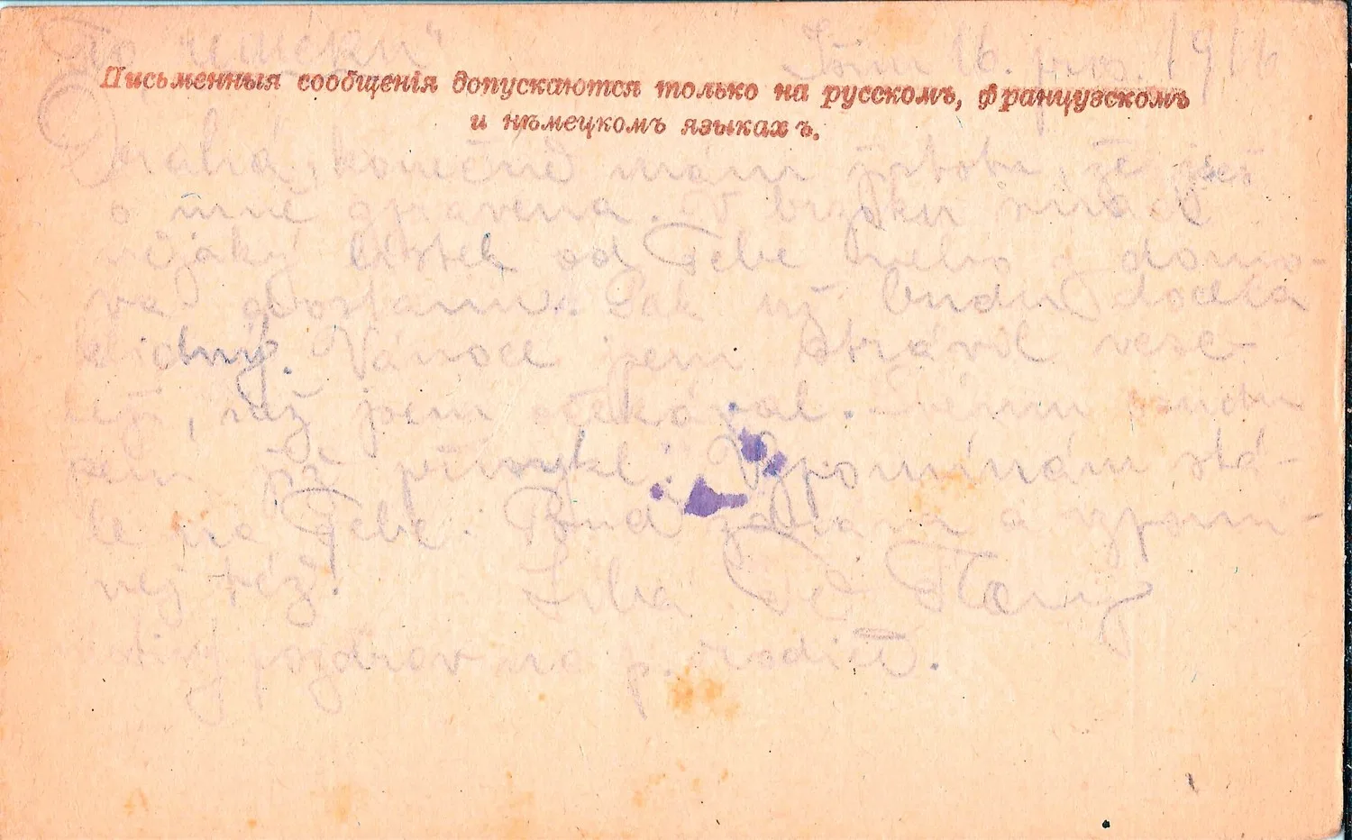 Россия. Почтовая карточка военнопленного. Отправлена из Омска в Прагу в 1916 году. — фото 2