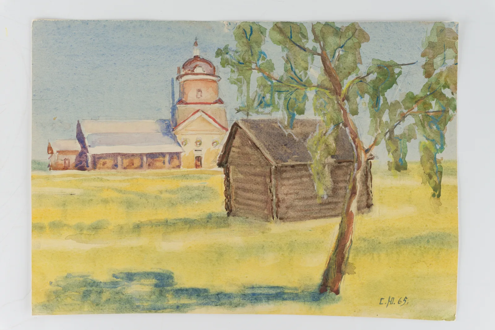 Юнтунен Суло Хейккиевич. Пейзаж с церковью. 1965. — фото 1