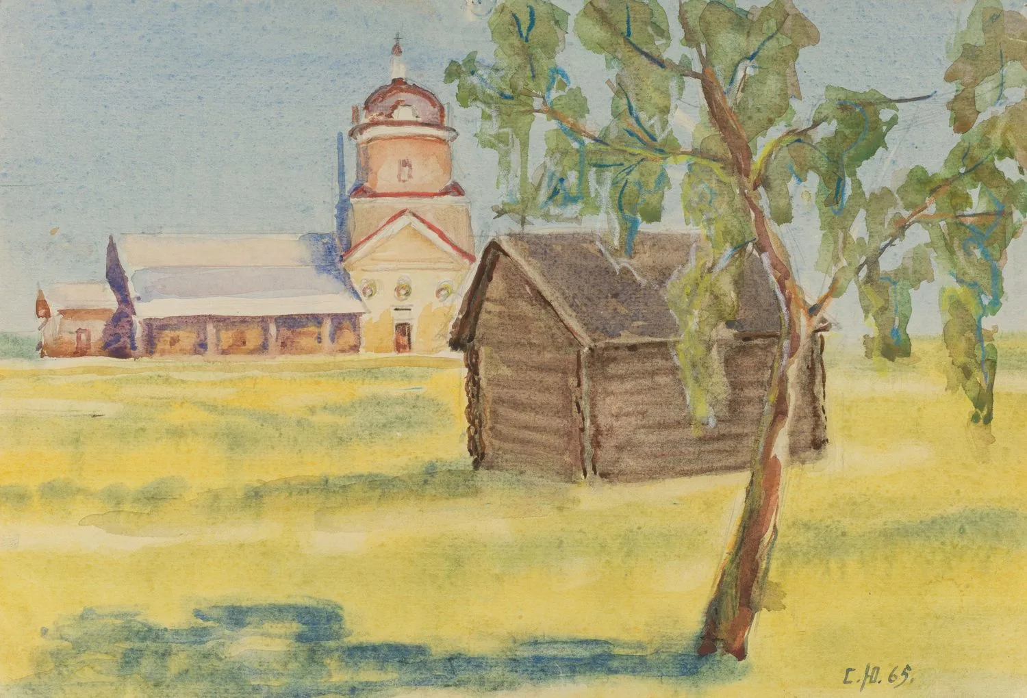 Юнтунен Суло Хейккиевич. Пейзаж с церковью. 1965. — фото 4