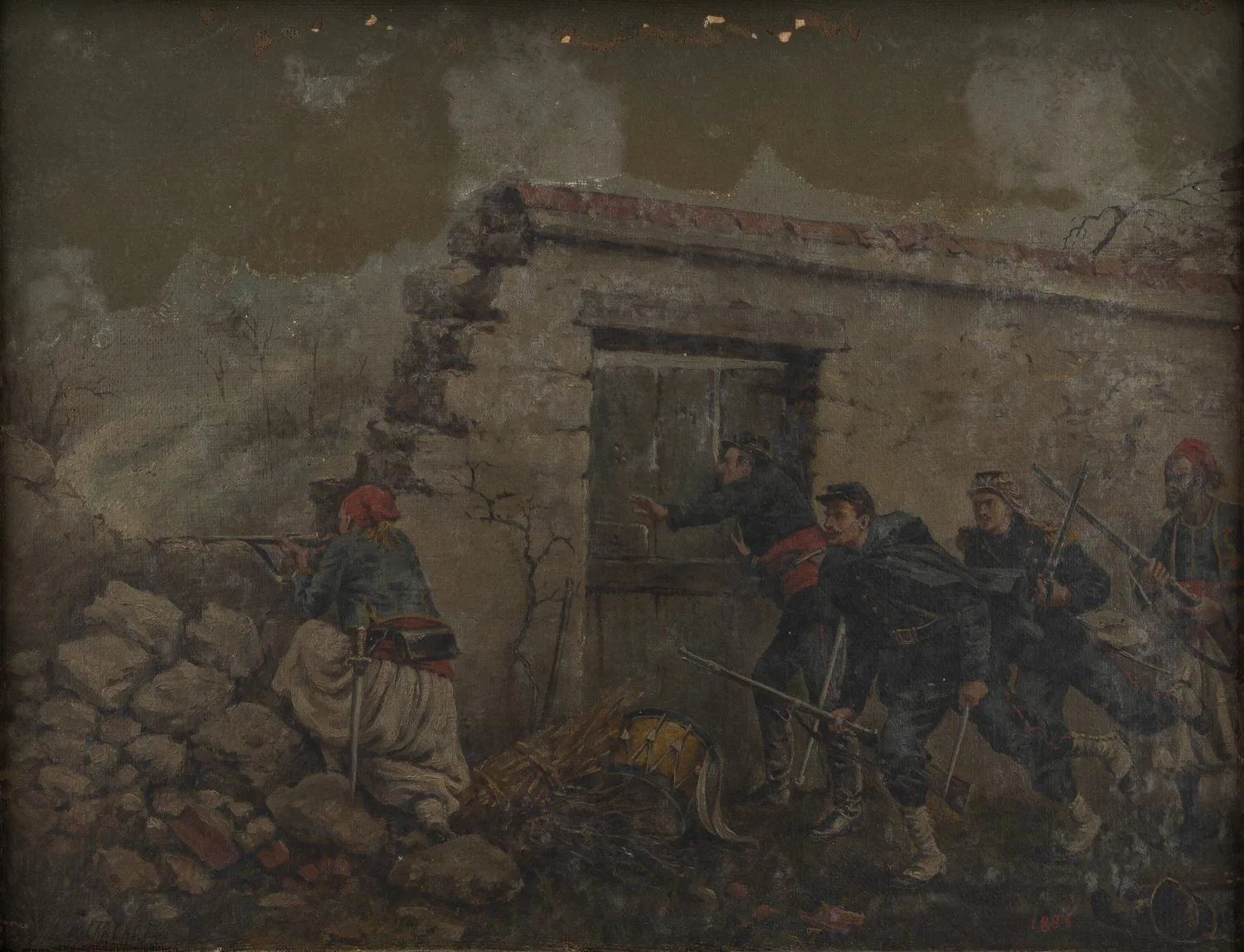Неизвестный художник (E. Larche по подписи). Батальная сцена. 1886. — фото 2