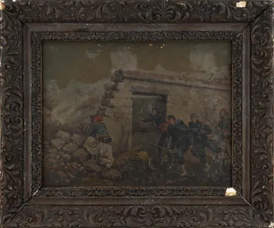 Неизвестный художник (E. Larche по подписи). Батальная сцена. 1886.
