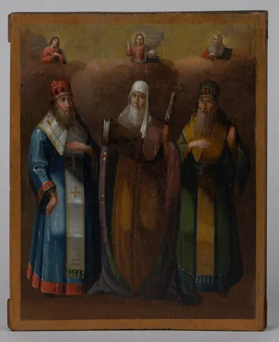 Икона «Митрополиты всея Руси - Алексей, Петр и Иона». Россия, начало ХХ века.