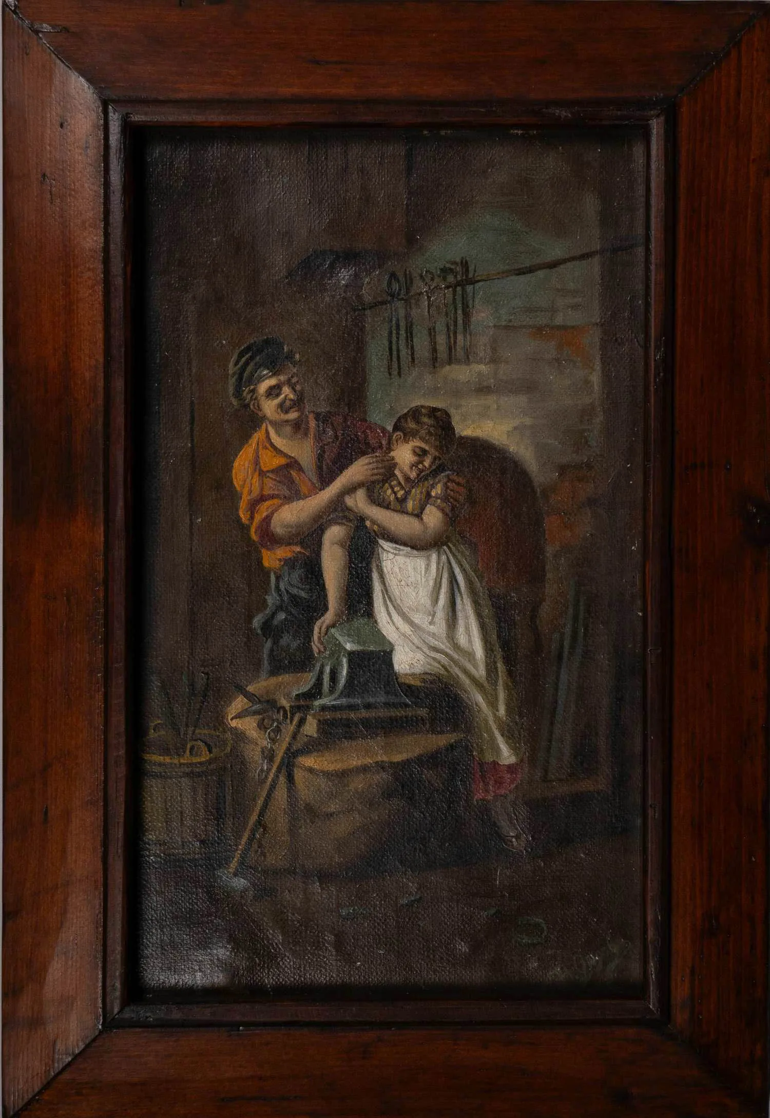 Неизвестный художник (Н. Орлов по подписи). Копия с картины Хьюго Коченрайтера. У кузнеца. 1928. — фото 1