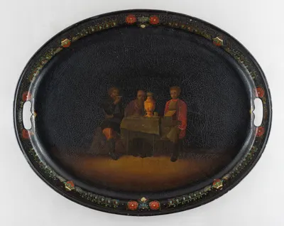 (Вишняков) Поднос «Чаепитие». Россия, Мастерская В.О. Вишнякова, 1877-1882 годы.