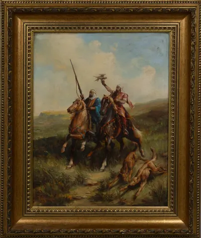 V. Grüder (по подписи). Соколиная охота. Германия, середина XIX века.