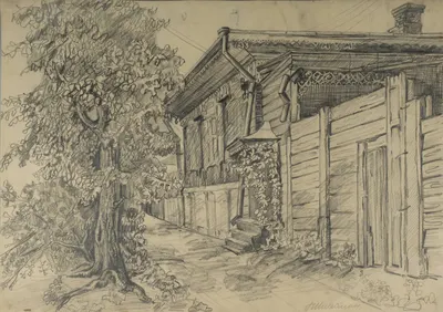 Штейман Алексей Георгиевич. Московский дворик. 1970-е.