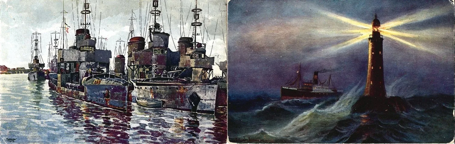 95 открыток «Море и корабли». Россия, Зап. Европа, Сев. Америка, Япония, первая половина - середина XX века. — фото 13