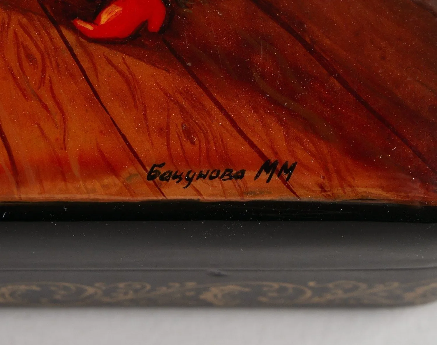(Федоскино) Шкатулка «Конек-Горбунок». Федоскино, художник М.М. Бацунова, посленяя треть XX века. — фото 4