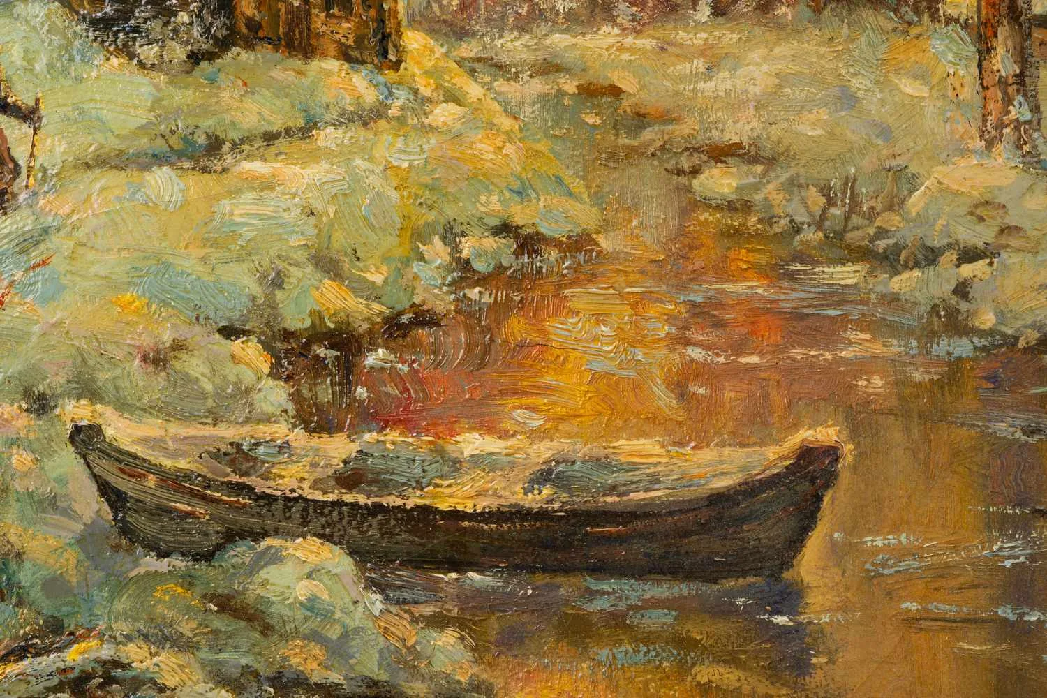 Юлий Юльевич Клевер (по подписи). Зимний пейзаж с избой и лодкой. 1898. — фото 4