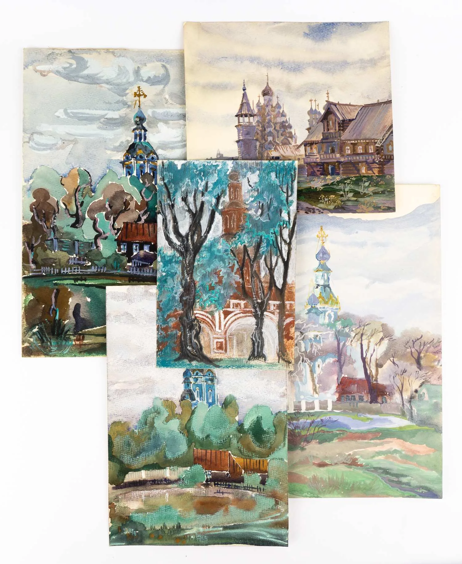 5 рисунков «Церкви». 1980-е - 1990-е годы. — фото 1