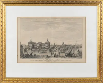 Николя Луи де Леспинас (художник), Франсуа Дени Не (гравер) с рисунка Михаила Ивановича Махаева. Вид Аничкого дворца в Санкт - Петербурге. Париж. 1783.