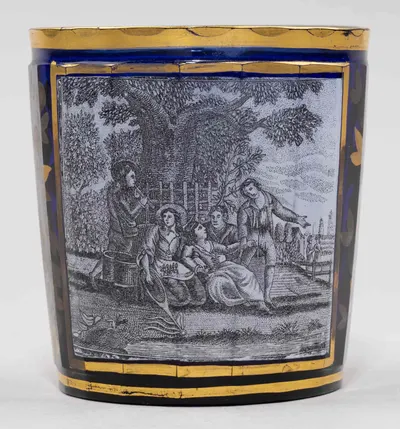 Стакан кобальтовый со сценой «Май» по рисунку Уильяма Гамильтона (William Hamilton, 1751-1801). Россия, 1840-е годы.