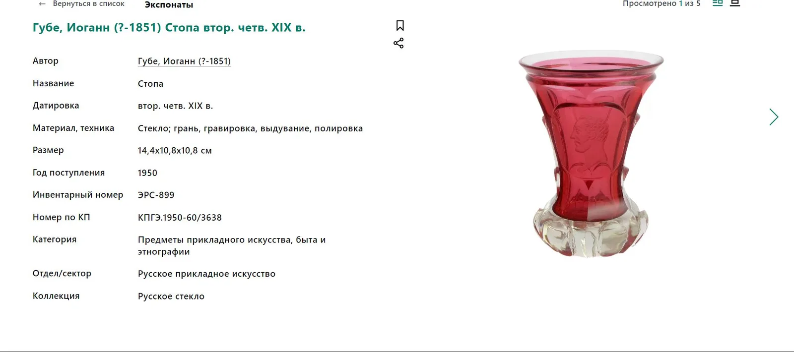 (Императорский Стеклянный завод) Стопа с портретом императора Николая I.Россия, Императорский стеклянный завод, 1830-1840-е годы. — фото 6