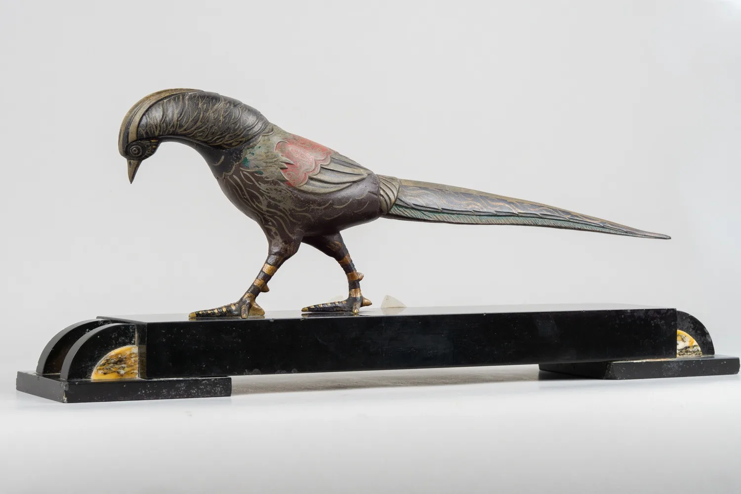 Статуя фазана из разноцветного мрамора в стиле ар-деко. Франция, 1920-е годы. — фото 2