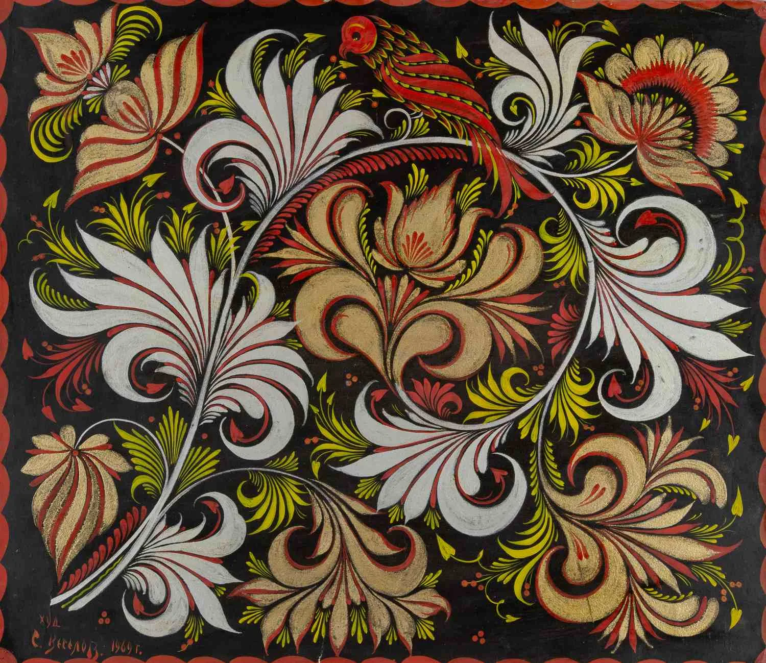 Веселов Сергей Борисович (?). Гжель на черном фоне. 1969. — фото 1
