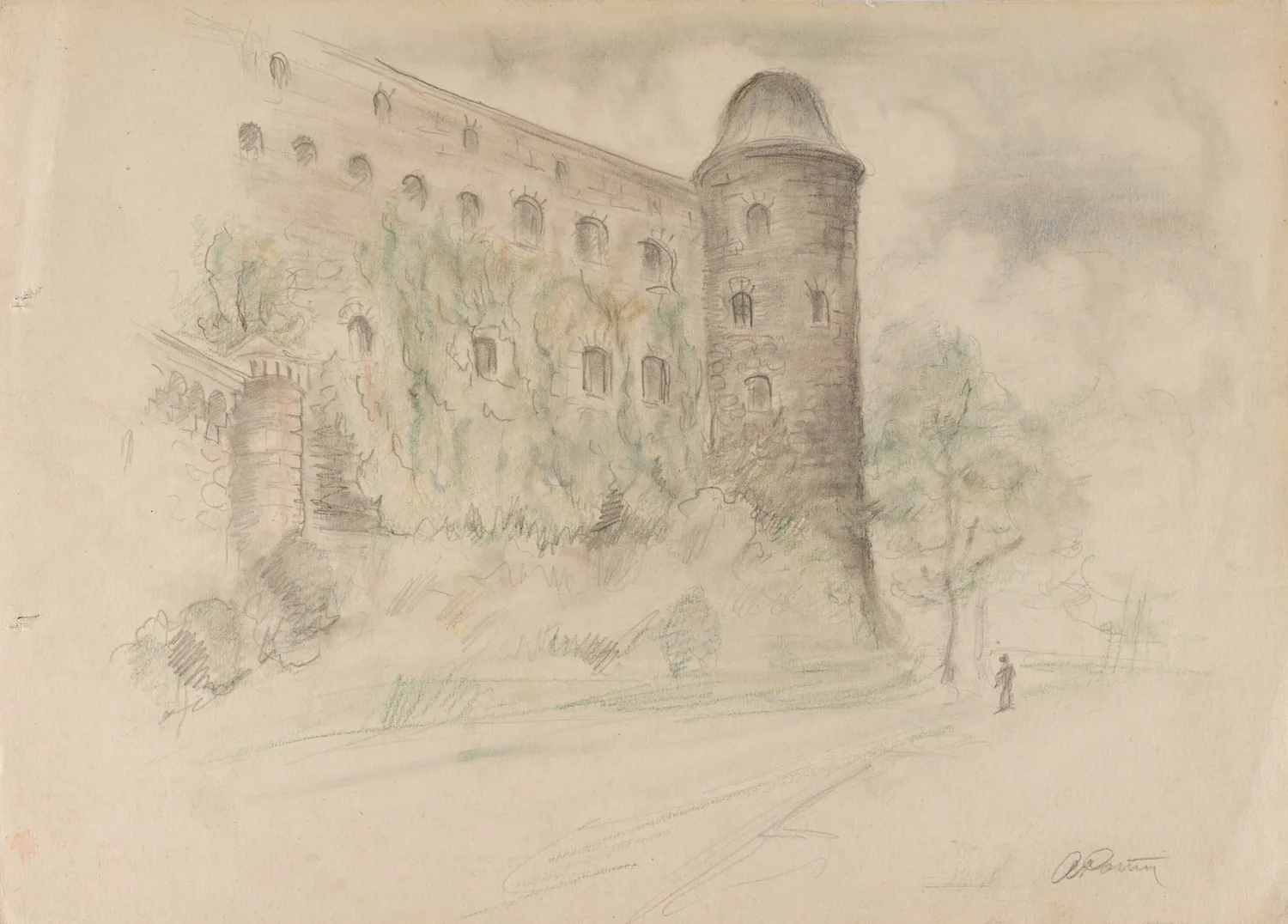 Ротач Александр Лукич. Вид на Райскую башню Выборгского замка. 1950-е. — фото 1