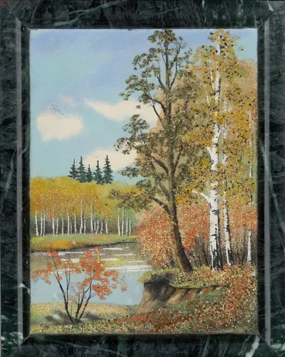 Панно с пейзажем лесных берез. СССР, вторая половина XX века.