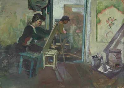 Богданов Валентин Александрович. В мастерской. 1963.