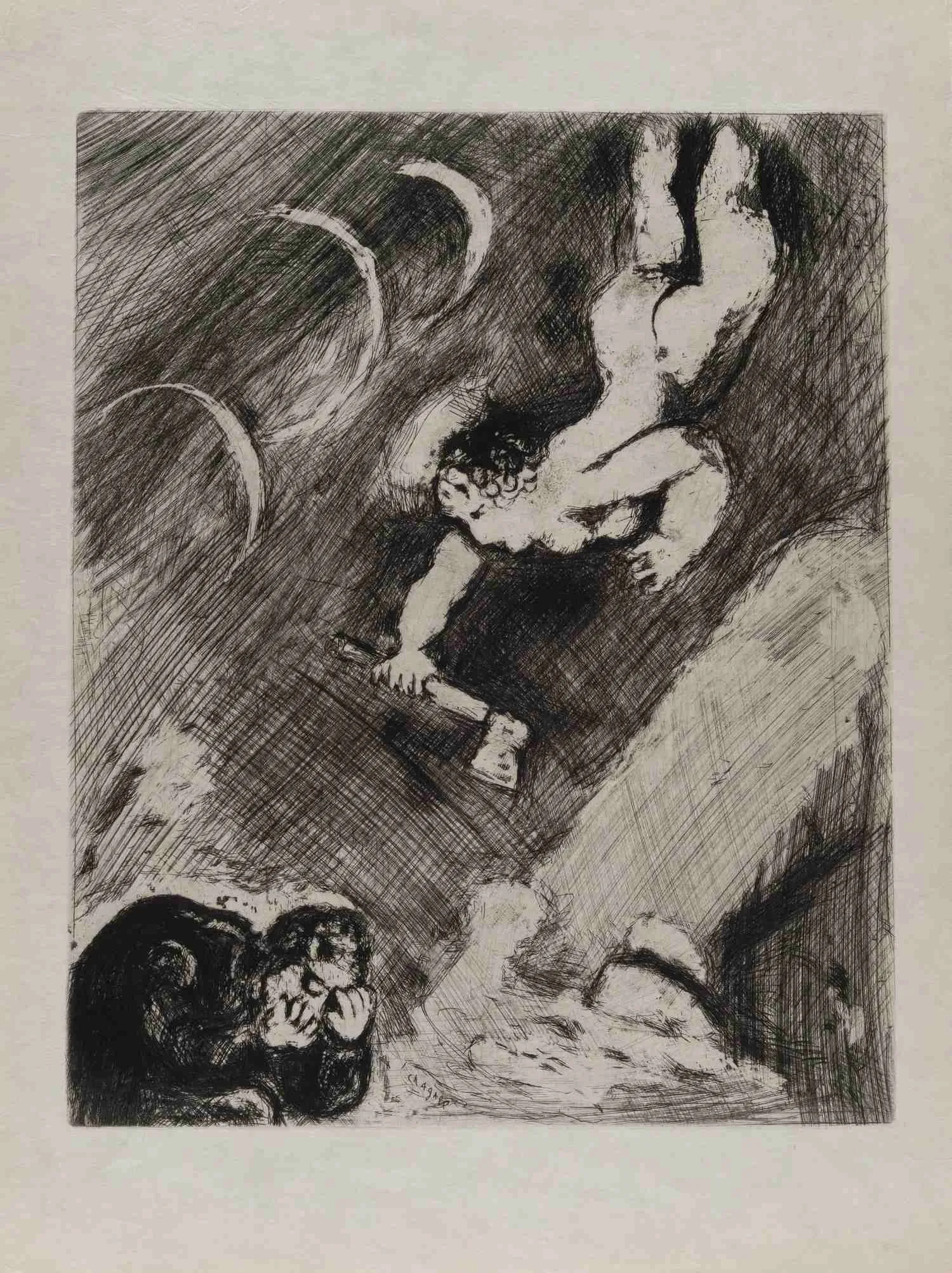Шагал Марк Захарович. Дровосек и Меркурий. 1927. Иллюстрация к басне Жана де Лафонтена. — фото 1
