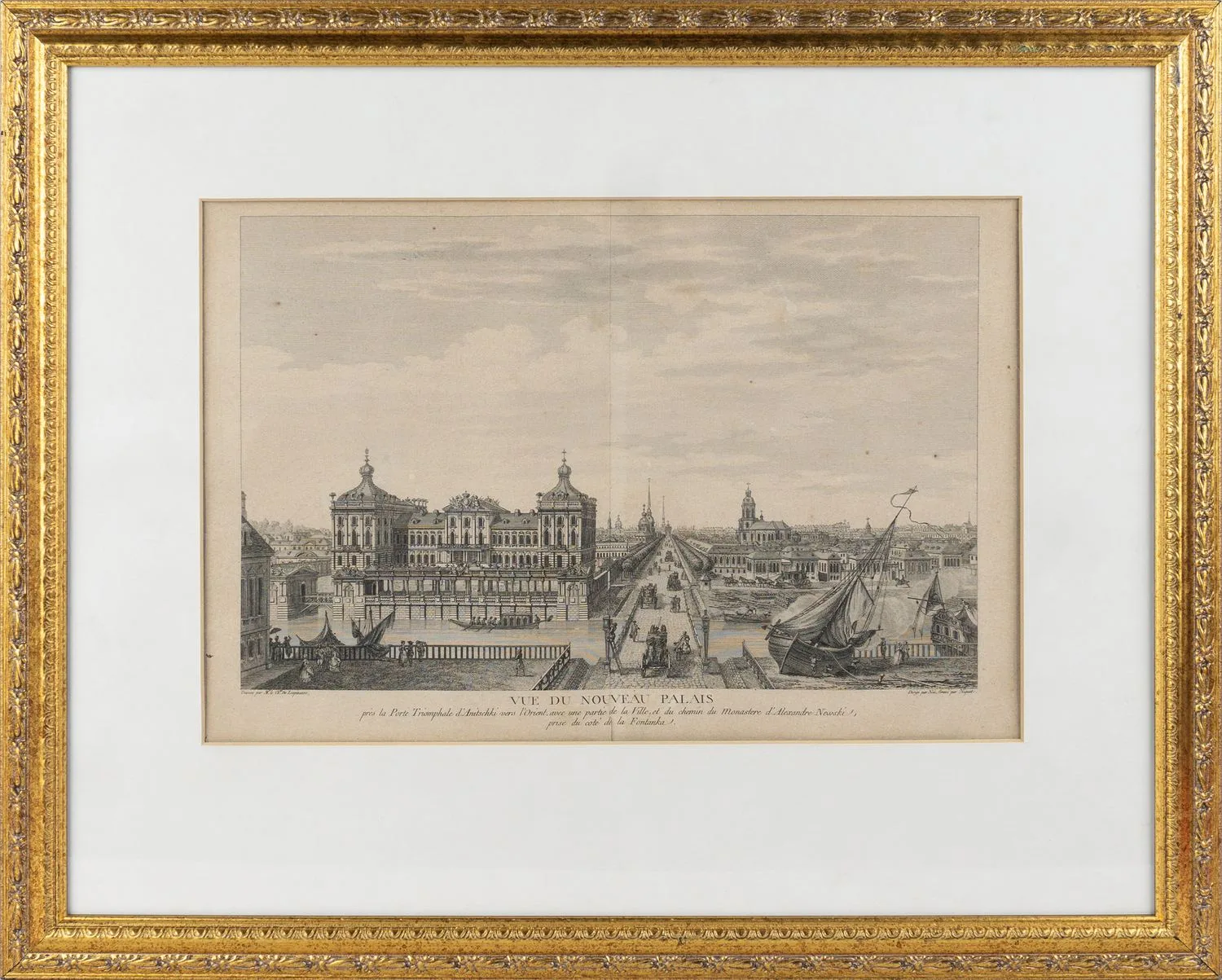 Николя Луи де Леспинас (художник), Франсуа Дени Не (гравер) с рисунка Михаила Ивановича Махаева. Вид Аничкого дворца в Санкт - Петербурге. Париж. 1783. — фото 1