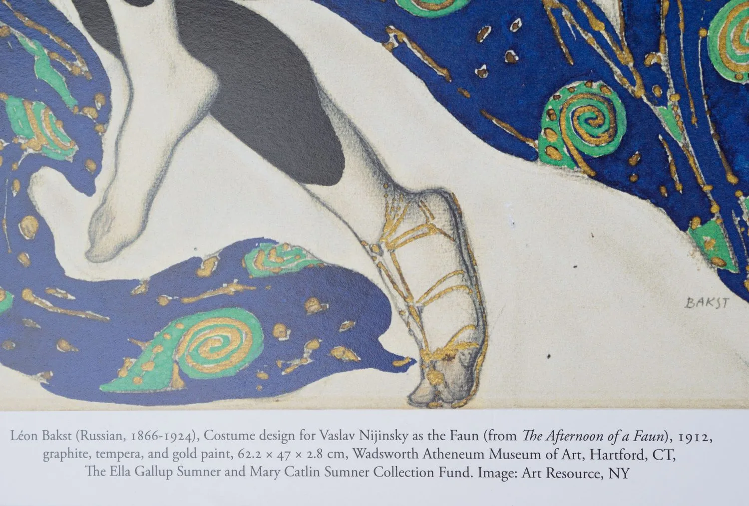 Бакст Лев Самойлович. Эскиз костюма для Вацлава Нижинского в роли фавна. Для постановки «Полуденный отдых фавна». 2000-е годы. — фото 2