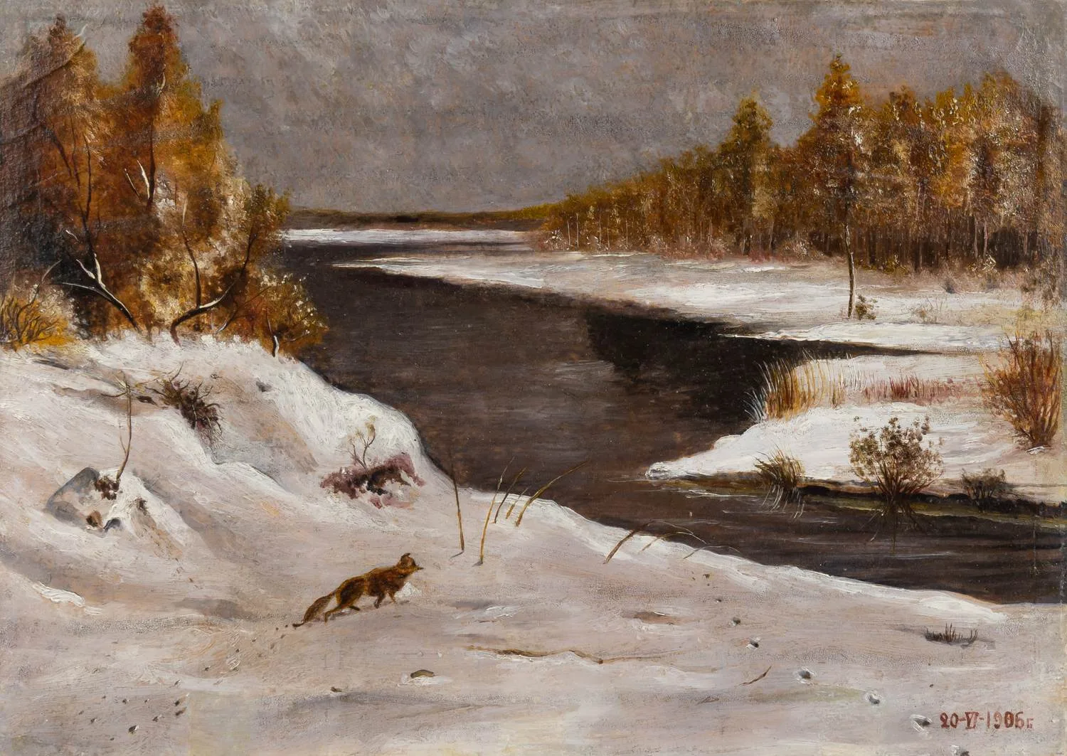 Неизвестный художник. Пейзаж с лисой. 1906 (?). — фото 1
