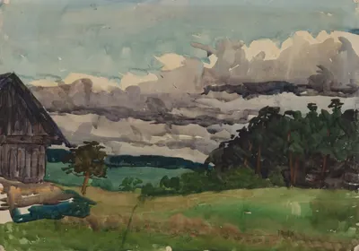 Попов Борис Никанорович. Тучи над над деревней. 1976.