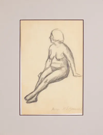 Крымов Николай Петрович. Натурщица. Двухсторонний рисунок. 1910-е годы.