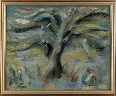 Нижарадзе Зураб Арчилович. Пейзаж с деревом. 1957.