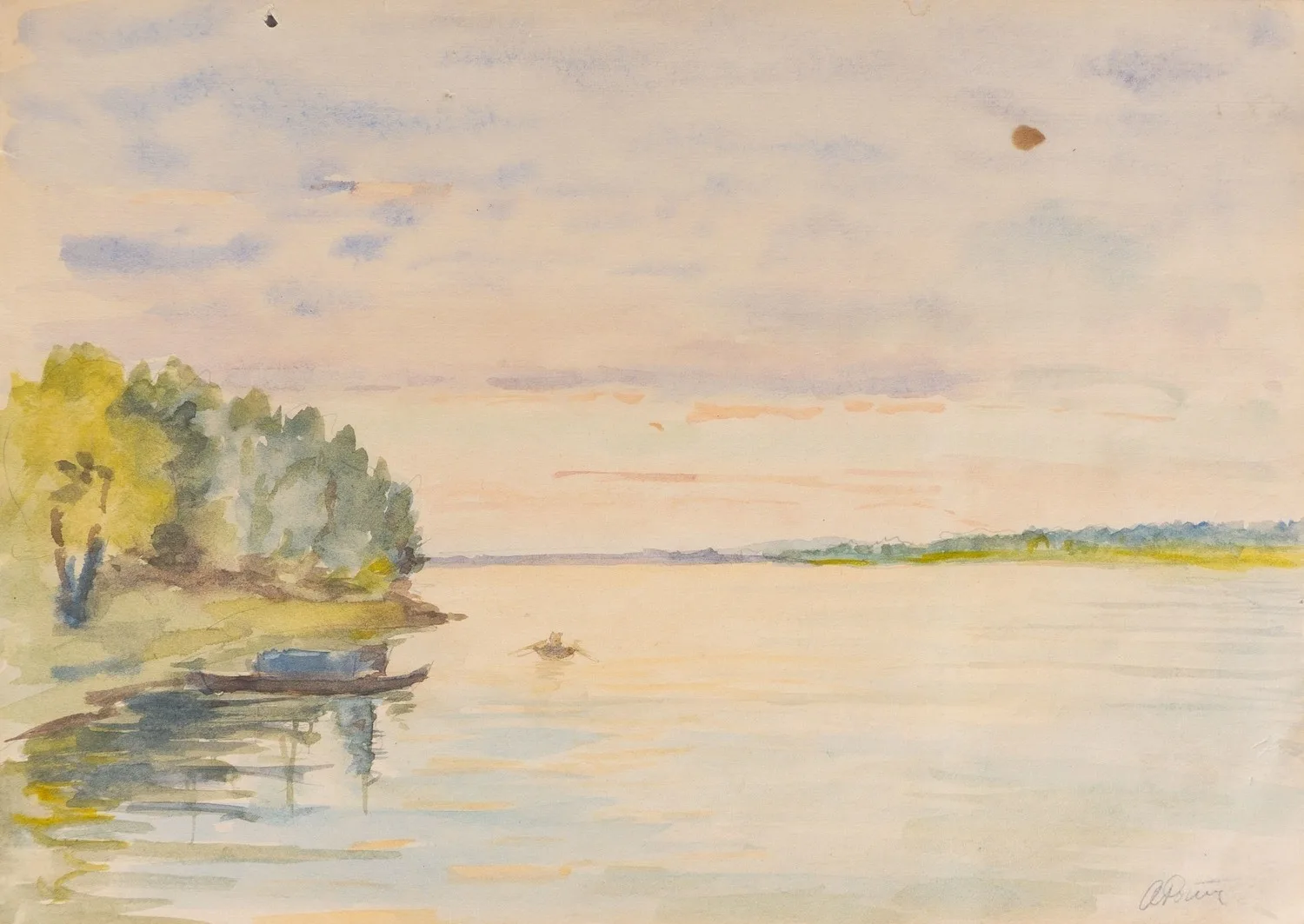 Ротач Александр Лукич. Пейзаж с лодкой. 1950-е годы. — фото 1