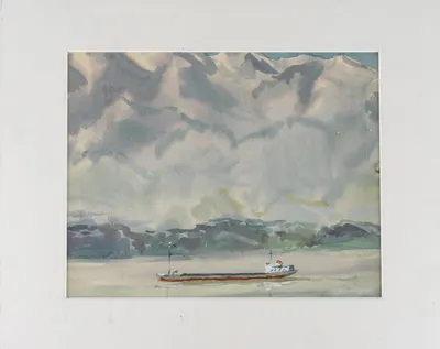 Гусев Василий Сергеевич. Баржа на реке. 1950-е.