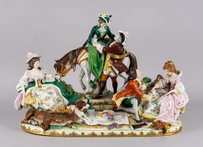 Скульптура «Аристократы на охоте». Германия, Тюрингия, мануфактура Scheibe-Alsbach, конец XIX – начало XX века.