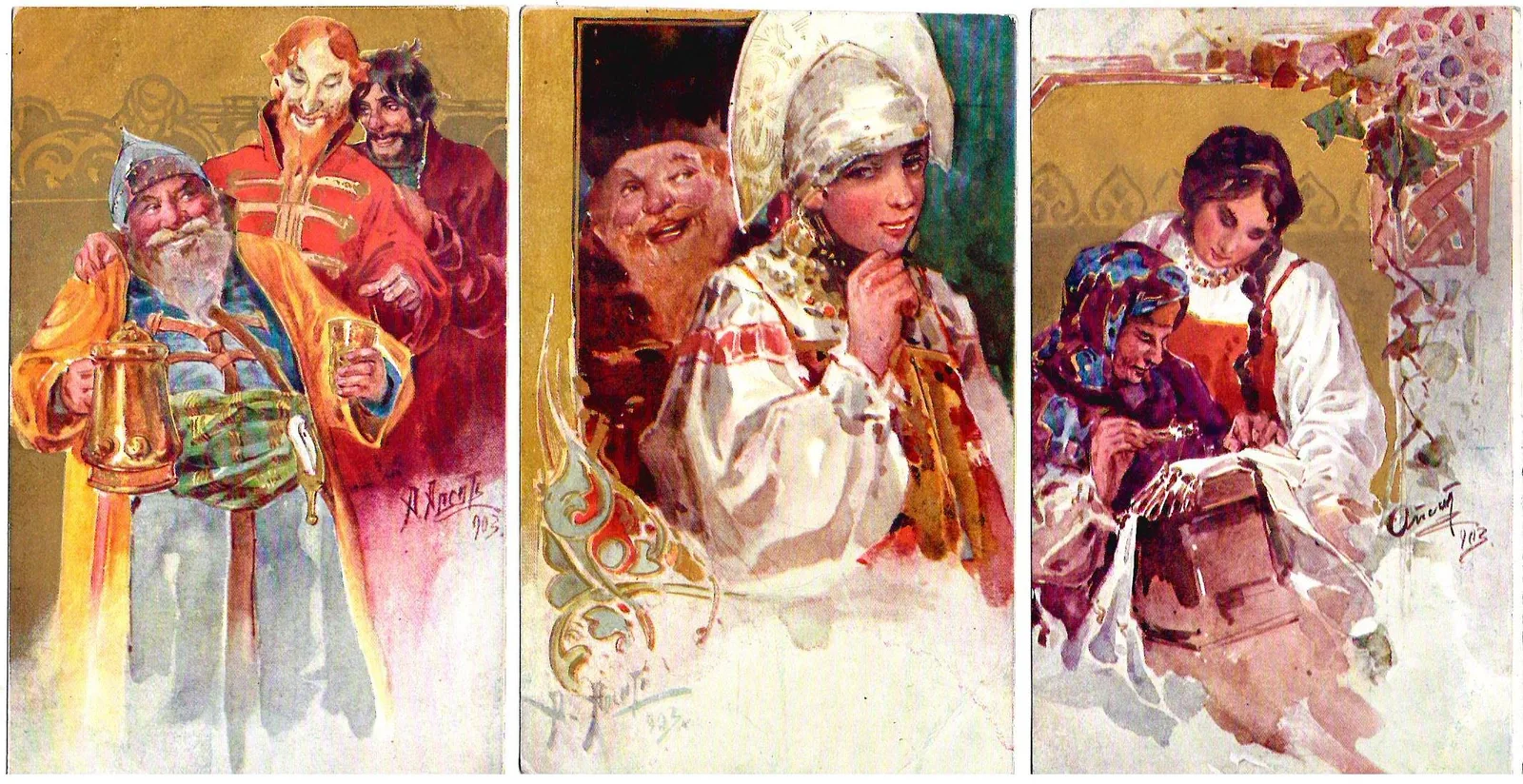 Апсит А.П. 10 открыток «Типы средневековой Руси». Издание художественного заведения К. и А. Вейерман, 1903. — фото 1