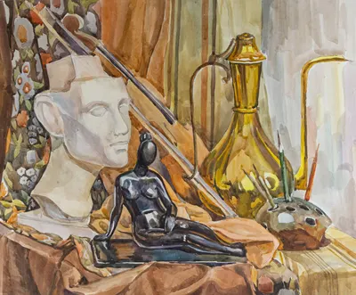Неизвестный художник (Ефанов по подписи). Художественная мастерская. 1990-е годы.